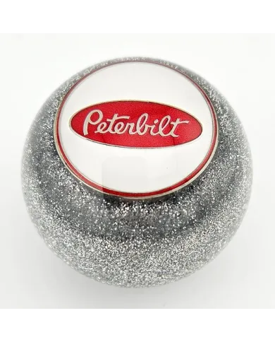 MFC-WPR-B  Glitter Peterbilt Ball Shift Knob with white circle with red oval Peterbilt