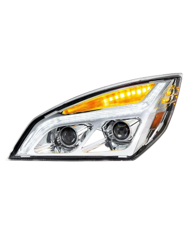 UP35819-Chrome LED Projection Headlight With LED Position Light For 2018-2024 Freightliner Cascadia - Driver