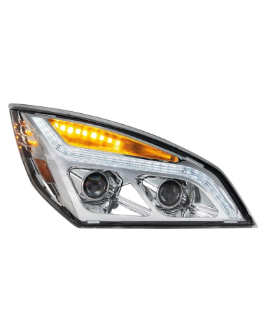 UP35820-Chrome LED Projection Headlight With LED Position Light For 2018-2024 Freightliner Cascadia - Passenger