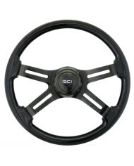 SCI490-3490-77494 - Phantom - 18" Painted Wood Rim, Black Chrome 4-Spoke w/Slot Cut Outs, Black Chrome Bezel, Black Chrome HB -
