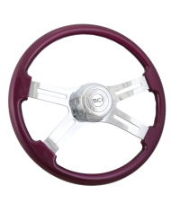 SCI582-3003-77502 - Classic Purple - 18" Painted Wood Rim, Chrome 4-Spoke w/Slot Cut Outs, Chrome Bezel, Chrome Horn Button - SC