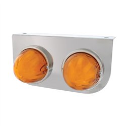 UP34424-Stainless Light Bracket With 2X 9 LED Dual Function Watermelon GloLight - Amber LED/Amber Lens