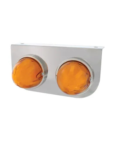 UP34424-Stainless Light Bracket With 2X 9 LED Dual Function Watermelon GloLight - Amber LED/Amber Lens