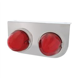 UP34425-Stainless Light Bracket With 2X 9 LED Dual Function Watermelon GloLight - Red LED/ Red Lens
