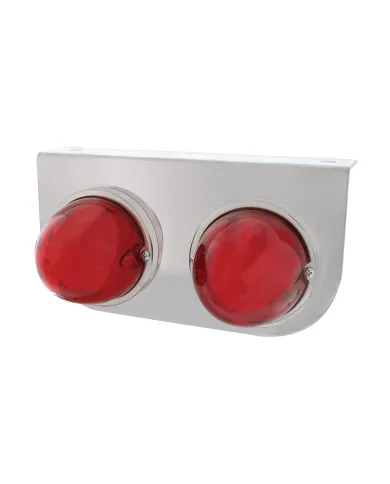 UP34425-Stainless Light Bracket With 2X 9 LED Dual Function Watermelon GloLight - Red LED/ Red Lens