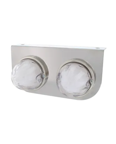 UP34427-Stainless Light Bracket With 2X 9 LED Dual Function Watermelon GloLight - Red LED/Clear Lens