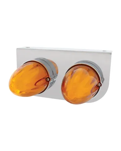 UP34452-Stainless Light Bracket With 2X 9 LED Dual Function Watermelon GloLight - Amber LED/Amber Lens