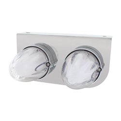 UP34453-Stainless Light Bracket With 2X 9 LED Dual Function Watermelon GloLight - Amber LED/Clear Lens