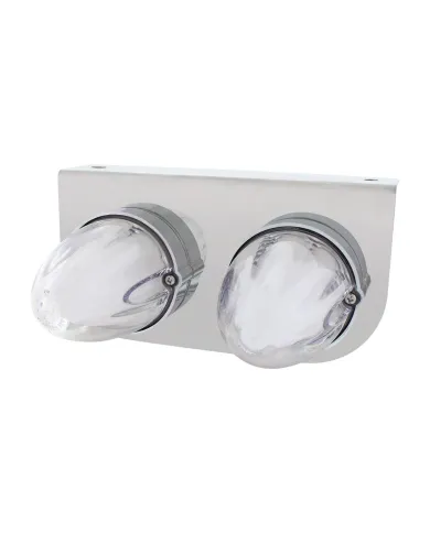 UP34453-Stainless Light Bracket With 2X 9 LED Dual Function Watermelon GloLight - Amber LED/Clear Lens