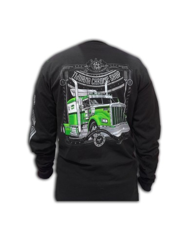 DLKP233- PLAYERA MANGA LARGA NEGRA KW GREEN W900