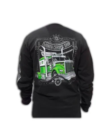 DLKP233- PLAYERA MANGA LARGA NEGRA KW GREEN W900