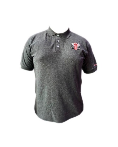 DLKP188-PLAYERA POLO UNISEX 50/50 400 HEATHER CHARCOAL LOGO KW