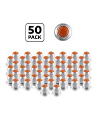 UP10038P50-33mm X 2" Chrome Steel Reflector Nut Cover With Flange - Amber (50 Pcs)