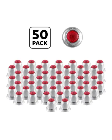 UP10039P50-33mm X 2" Chrome Steel Reflector Nut Cover With Flange - Red (50 Pcs)