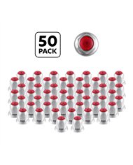 UP10039P50-33mm X 2" Chrome Steel Reflector Nut Cover With Flange - Red (50 Pcs)