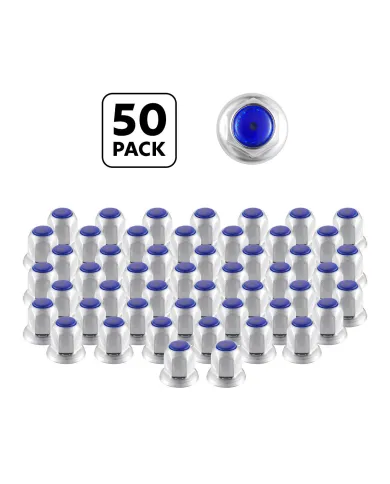UP10041P50-33mm X 2" Chrome Steel Reflector Nut Cover With Flange - Blue (50 Pcs)