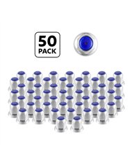 UP10041P50-33mm X 2" Chrome Steel Reflector Nut Cover With Flange - Blue (50 Pcs)