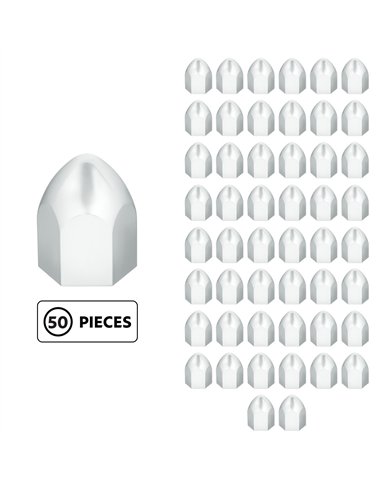 UP10062P50-1" X 1 5/8" Chrome Plastic Bullet Nut Cover - Push-On (50-Pack)