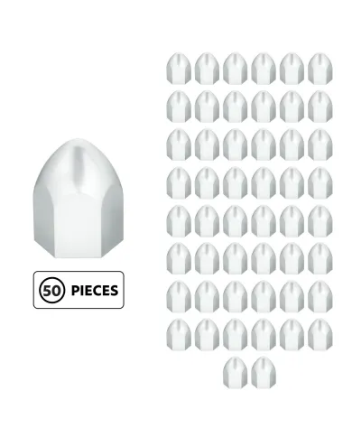 UP10062P50-1" X 1 5/8" Chrome Plastic Bullet Nut Cover - Push-On (50-Pack)