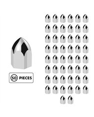 UP10063P50-11/16" X 1-5/16" Chrome Plastic Bullet Nut Cover - Push-On (50-Pack)