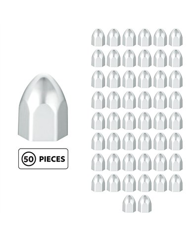 UP10065P50-3/4" x 15/16" Chrome Plastic Bullet Nut Covers - Push-On (50-Pack)