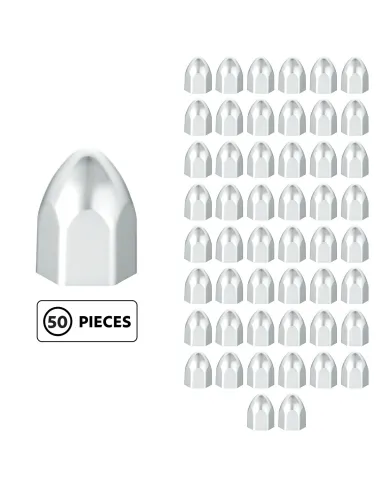 UP10065P50-3/4" x 15/16" Chrome Plastic Bullet Nut Covers - Push-On (50-Pack)