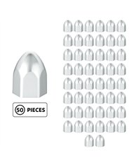 UP10065P50-3/4" x 15/16" Chrome Plastic Bullet Nut Covers - Push-On (50-Pack)