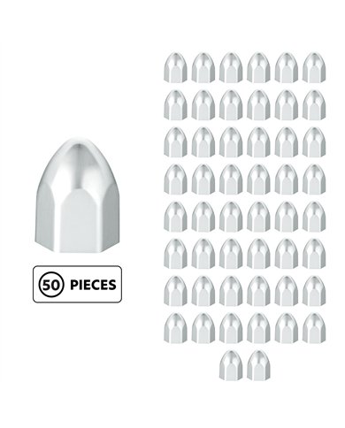 UP10066P50-1/2" X 15/16" Chrome Plastic Bullet Nut Cover - Push-On (50-Pack)