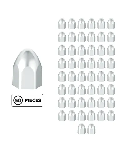 UP10066P50-1/2" X 15/16" Chrome Plastic Bullet Nut Cover - Push-On (50-Pack)