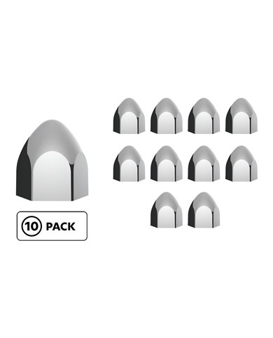 UP10069P-3/4" X 1 3/8" Chrome Plastic Bullet Nut Cover - Push-On (10-Pack)