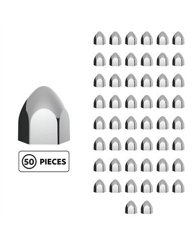 UP10069P50-3/4" X 1 3/8" Chrome Plastic Bullet Nut Cover - Push-On (50-Pack)