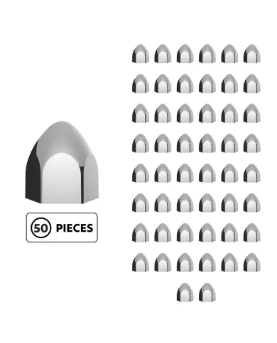 UP10069P50-3/4" X 1 3/8" Chrome Plastic Bullet Nut Cover - Push-On (50-Pack)
