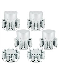 UP10383-Chrome Plastic Flat Top Axle Cover Combo Kit With 33mm X 4-1/4" Standard Thread-On Tall Cylinder Nut Covers