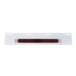 UP36714-Stainless Top Mud Flap Plate With 19 LED 17" Light Bar & Bezel - Red LED/Red Lens (Each)