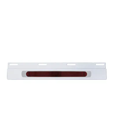 UP36714-Stainless Top Mud Flap Plate With 19 LED 17" Light Bar & Bezel - Red LED/Red Lens (Each)