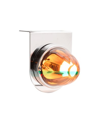 UP20400-Dual Function Glass Watermelon Light With Stainless Steel Light Bracket Kit With LED Bulb-Amber LED/Amber Lens