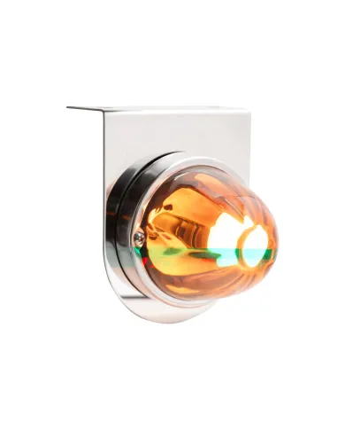 UP20400-Dual Function Glass Watermelon Light With Stainless Steel Light Bracket Kit With LED Bulb-Amber LED/Amber Lens