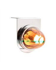UP20400-Dual Function Glass Watermelon Light With Stainless Steel Light Bracket Kit With LED Bulb-Amber LED/Amber Lens