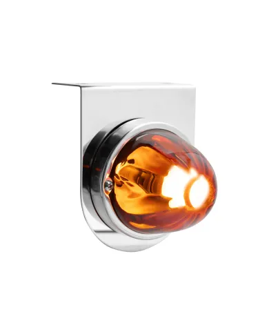 UP20403-Dual Function Glass Watermelon Light With Stainless Steel Light Bracket Kit With LED Bulb-Amber LED/Dark Amber