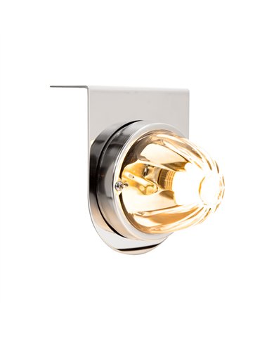 UP20406-Dual Function Glass Watermelon Light With Stainless Steel Light Bracket Kit With LED Bulb-Amber LED/Clear Lens