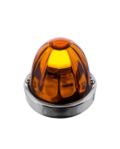 UP20409-Dual Function Glass Watermelon Flush Mount Kit With LED Bulb - Amber LED/Amber Lens