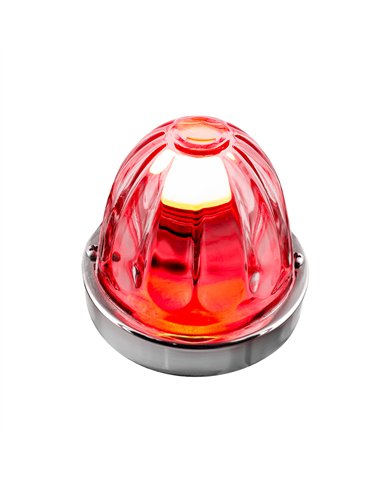 UP20411-Dual Function Glass Watermelon Flush Mount Kit With LED Bulb - Red LED/Clear Lens