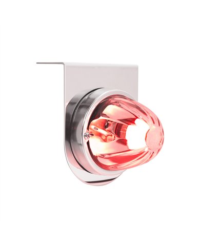 UP20414-Dual Function Glass Watermelon Light With Stainless Steel Light Bracket Kit With LED Bulb-Red LED/Clear Lens