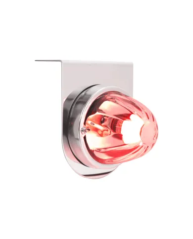 UP20414-Dual Function Glass Watermelon Light With Stainless Steel Light Bracket Kit With LED Bulb-Red LED/Clear Lens