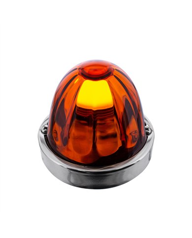 UP20479-Dual Function Glass Watermelon Flush Mount Kit With LED Bulb - Amber LED/Dark Amber Lens