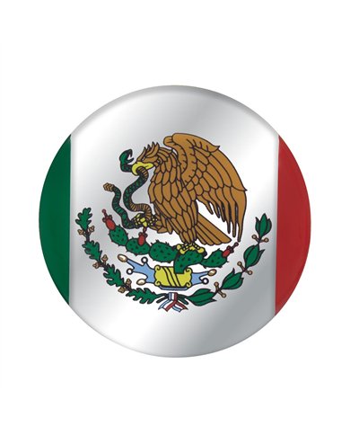 UP22943-1-3/4" Round Glossy Sticker - Mexico Flag