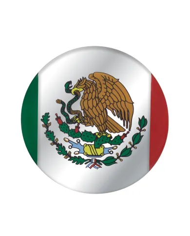 UP22943-1-3/4" Round Glossy Sticker - Mexico Flag