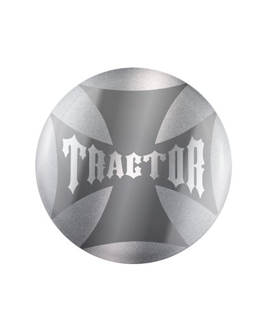 UP23222-2S-"Tractor" Maltese Cross Air Valve Knob Candy Color Sticker - Liquid Silver