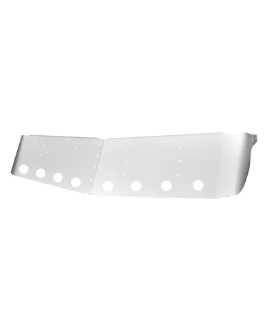 UP28014-13-1/2" Stainless Curved Drop Visor With Eight 2" Light Cutouts For 1995-2006 Kenworth W900