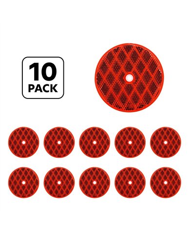 UP30724P10-3 3/16" Round Center Bolt Reflector - Red (10 Pcs)